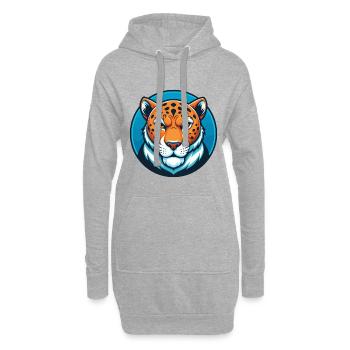 Léopard mignon drôle Kawaii dessin animé Animal Animal Logo - Sweat-shirt à capuche long Femme - gris chiné - Devant