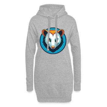 Opossum mignon drôle Kawaii dessin animé animal de compagnie logo - Sweat-shirt à capuche long Femme - gris chiné - Devant