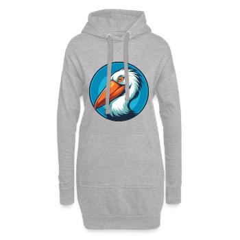 Pélican mignon drôle Kawaii dessin animé Animal Animal Logo - Sweat-shirt à capuche long Femme - gris chiné - Devant