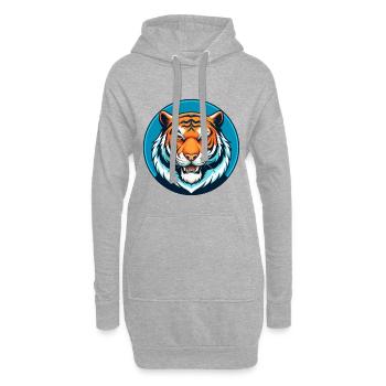 tigre mignon kawaii dessin animé clipart animal de compagnie logo - Sweat-shirt à capuche long Femme - gris chiné - Devant