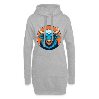 Yak mignon Kawaii dessin animé Clipart Animal Animal Pet Logo - Sweat-shirt à capuche long Femme - gris chiné - Devant