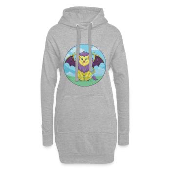 Manticore mignon Kawaii dessin animé Clipart Animal de compagnie - Sweat-shirt à capuche long Femme - gris chiné - Devant
