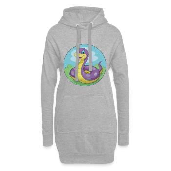 Anaconda Niedliche Kawaii Cartoon Clipart Tier Haustier - Hoodie-Kleid - Grau meliert - Vorne
