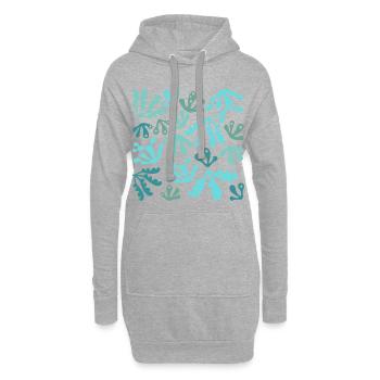 Abstrakt Koralle L Blau Türkis Töne - Hoodie-Kleid - Grau meliert - Vorne