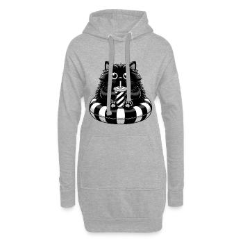 Mignon gros chat noir avec soda : vibrations estivales paresseuses - Sweat-shirt à capuche long Femme - gris chiné - Devant