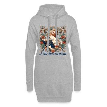 Bücherwurm Frau Lesen Schmökern Geschenk - Hoodie-Kleid - Grau meliert - Vorne