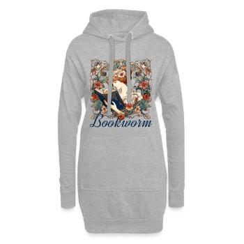rat de bibliothèque femme lecture navigation cadeau - Sweat-shirt à capuche long Femme - gris chiné - Devant