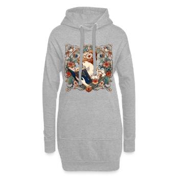 Femme Lecture Parcourir Livre Livres Cadeau - Sweat-shirt à capuche long Femme - gris chiné - Devant