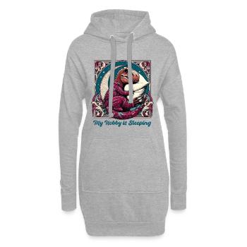 T-Rex Sleeping Hobby Cadeau - Sweat-shirt à capuche long Femme - gris chiné - Devant