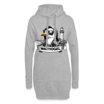 Coole Möwe Wattvogel mit Sonnenbrille und Kapuze - Hoodie-Kleid - Grau meliert - Vorne