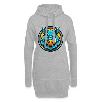 Sanglier Coloré Kawaii Dessin Animé Personnage Clipart Animal de compagnie - Sweat-shirt à capuche long Femme - gris chiné - Devant