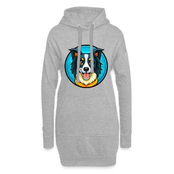Border Collie Hund Bunte Kawaii Cartoon Clipart - Hoodie-Kleid - Grau meliert - Vorne