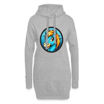 Pony Bunt Kawaii Cartoon Charakter Clipart Haustier - Hoodie-Kleid - Grau meliert - Vorne