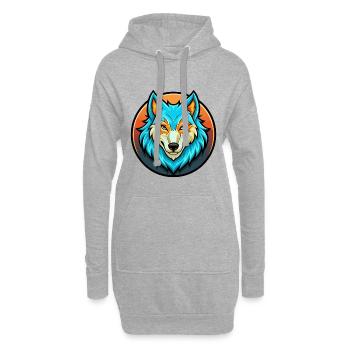 Loup Arctique Coloré Kawaii Dessin Animé Personnage Animal de compagnie - Sweat-shirt à capuche long Femme - gris chiné - Devant