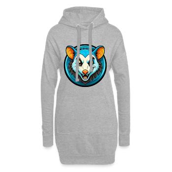 Opossum coloré Kawaii Dessin animé Personnage Clipart - Sweat-shirt à capuche long Femme - gris chiné - Devant