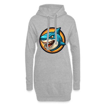 requin coloré kawaii dessin animé personnage clipart - Sweat-shirt à capuche long Femme - gris chiné - Devant