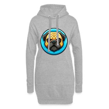 Carlin chien coloré Kawaii dessin animé Personnage Clipart - Sweat-shirt à capuche long Femme - gris chiné - Devant