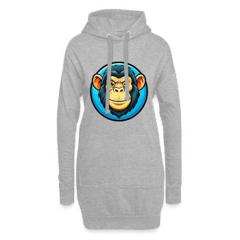 Chimpanzé coloré Kawaii dessin animé Personnage Animal de compagnie - Sweat-shirt à capuche long Femme - gris chiné - Devant