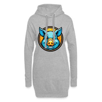 Schwein Bunt Kawaii Cartoon Figur Clipart Haustier - Hoodie-Kleid - Grau meliert - Vorne