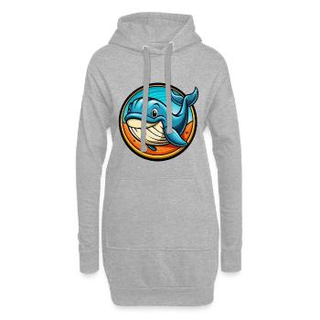 Wal Bunte Kawaii Cartoon Figur Clipart - Hoodie-Kleid - Grau meliert - Vorne