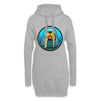 Morse coloré Kawaii Dessin animé Personnage Clipart - Sweat-shirt à capuche long Femme - gris chiné - Devant