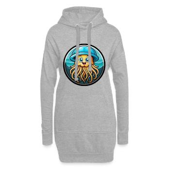 méduse coloré Kawaii dessin animé personnage animal - Sweat-shirt à capuche long Femme - gris chiné - Devant