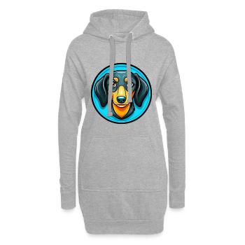 Dackel Hund Bunte Kawaii Zeichentrickfigur - Hoodie-Kleid - Grau meliert - Vorne