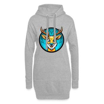 cerf coloré kawaii dessin animé personnage clipart animal de compagnie - Sweat-shirt à capuche long Femme - gris chiné - Devant