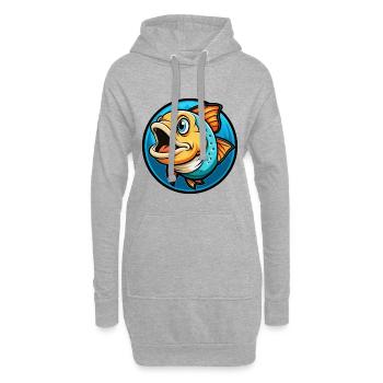 Poisson coloré Kawaii dessin animé Personnage Clipart Animal de compagnie - Sweat-shirt à capuche long Femme - gris chiné - Devant