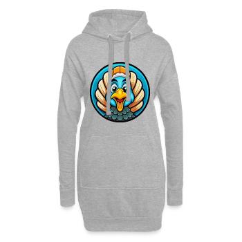 Turquie coloré Kawaii dessin animé Personnage Clipart - Sweat-shirt à capuche long Femme - gris chiné - Devant