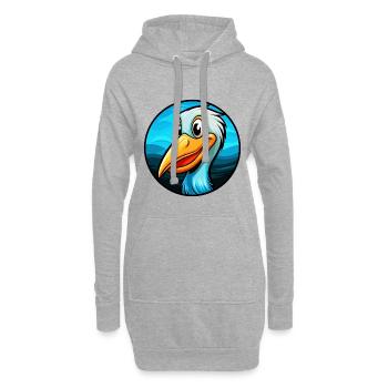 Pélican coloré Kawaii Dessin animé Clipart - Sweat-shirt à capuche long Femme - gris chiné - Devant
