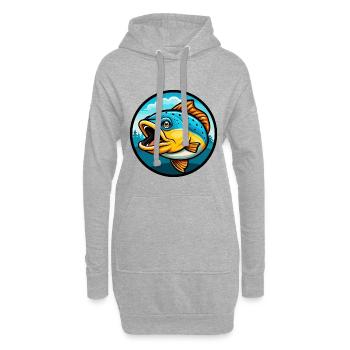 Lachs Bunte Kawaii Cartoon Figur Clipart - Hoodie-Kleid - Grau meliert - Vorne
