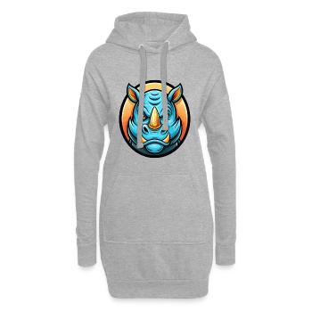 rhinocéros coloré kawaii personnage de dessin animé clipart - Sweat-shirt à capuche long Femme - gris chiné - Devant