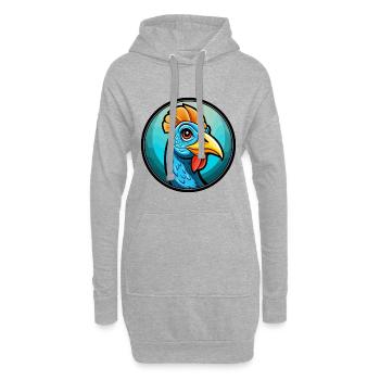 pintade coloré Kawaii dessin animé personnage animal de compagnie - Sweat-shirt à capuche long Femme - gris chiné - Devant