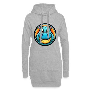 Nilpferd Bunte Kawaii Cartoon Figur Clipart - Hoodie-Kleid - Grau meliert - Vorne