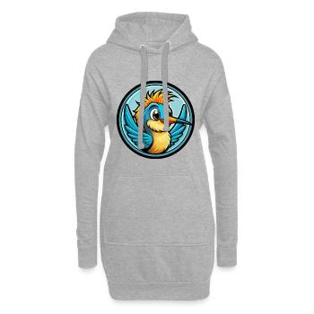 Colibri coloré Kawaii personnage de dessin animé animal de compagnie - Sweat-shirt à capuche long Femme - gris chiné - Devant