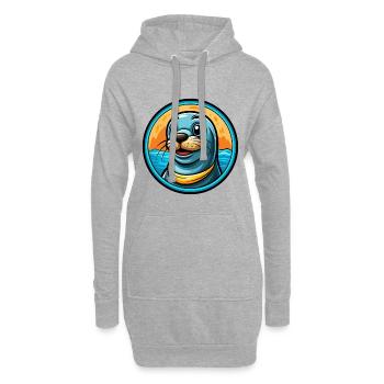 Siegel Bunte Kawaii Cartoon Figur Clipart Haustier - Hoodie-Kleid - Grau meliert - Vorne