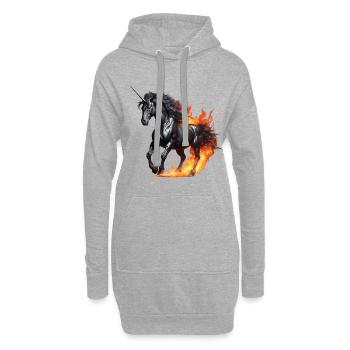 Das mächtige schwarze Einhorn - Hoodie-Kleid - Grau meliert - Vorne