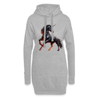 Das mächtige schwarze Einhorn - Hoodie-Kleid - Grau meliert - Vorne