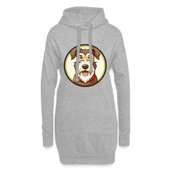 Airedale Terrier Hund Kawaii Zeichentrickfigur Haustier - Hoodie-Kleid - Grau meliert - Vorne