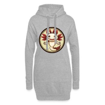 axolotl coloré Kawaii Dessin animé Personnage Clipart - Sweat-shirt à capuche long Femme - gris chiné - Devant