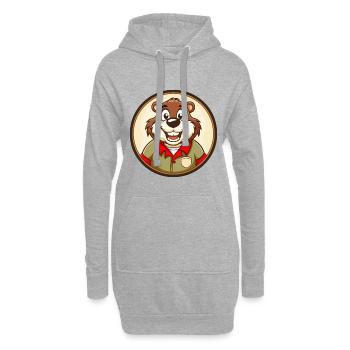 Castor coloré Kawaii Dessin animé Personnage Clipart - Sweat-shirt à capuche long Femme - gris chiné - Devant
