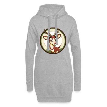 antilope coloré kawaii dessin animé personnage clipart - Sweat-shirt à capuche long Femme - gris chiné - Devant