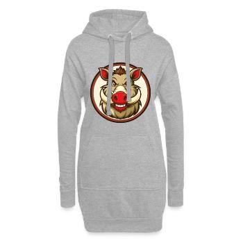 Sanglier Coloré Kawaii Dessin Animé Personnage Clipart Animal de compagnie - Sweat-shirt à capuche long Femme - gris chiné - Devant