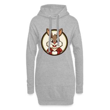 Lapin coloré Kawaii Dessin animé Personnage Clipart - Sweat-shirt à capuche long Femme - gris chiné - Devant