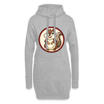 Chipmunk Coloré Kawaii Dessin Animé Personnage Clipart - Sweat-shirt à capuche long Femme - gris chiné - Devant