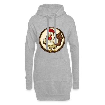 Poule coloré Kawaii dessin animé personnage Clipart Animal de compagnie - Sweat-shirt à capuche long Femme - gris chiné - Devant