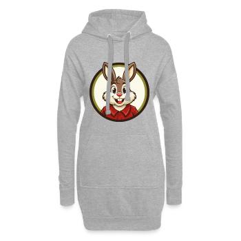 Lapin coloré Kawaii Dessin animé Personnage Clipart - Sweat-shirt à capuche long Femme - gris chiné - Devant