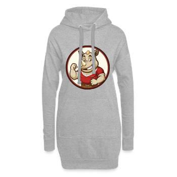 rhinocéros coloré kawaii personnage de dessin animé clipart - Sweat-shirt à capuche long Femme - gris chiné - Devant
