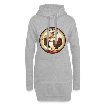 Pélican coloré Kawaii Dessin animé Clipart - Sweat-shirt à capuche long Femme - gris chiné - Devant